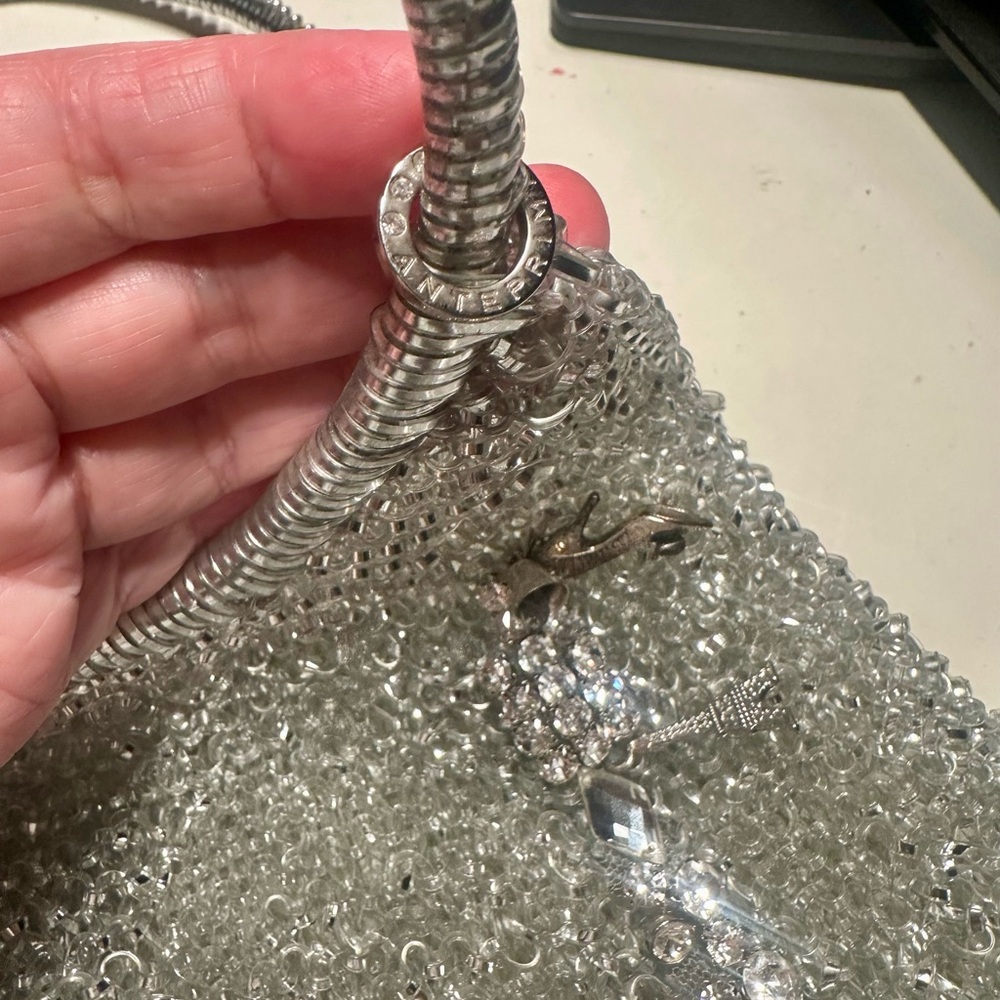 Elegant Silver Beaded Tote Bag - Picture 5 of 8